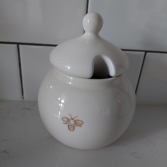 Ceramic Pottery Barn Jar with Bee Motif - Picture 2 of 5